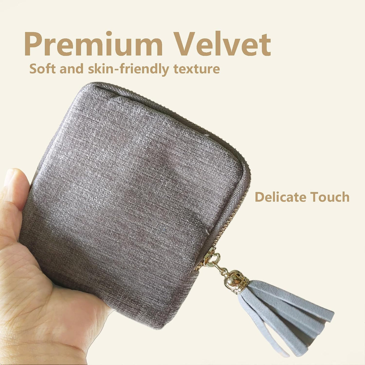 Travel Jewelry Case Soft Velvet Organizer Pouch 6 Layer Zipper Portable Jewelry Bag for Bracelet Rings Earrings Necklace Bangle Tangle-Free Storage Mini Travel Case Women Gifts-Red