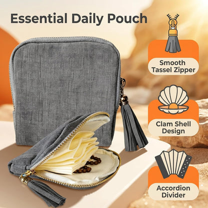Travel Jewelry Case Soft Velvet Organizer Pouch 6 Layer Zipper Portable Jewelry Bag for Bracelet Rings Earrings Necklace Bangle Tangle-Free Storage Mini Travel Case Women Gifts-Red