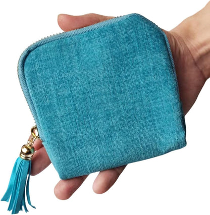 Travel Jewelry Case Soft Velvet Organizer Pouch 6 Layer Zipper Portable Jewelry Bag for Bracelet Rings Earrings Necklace Bangle Tangle-Free Storage Mini Travel Case Women Gifts-Red