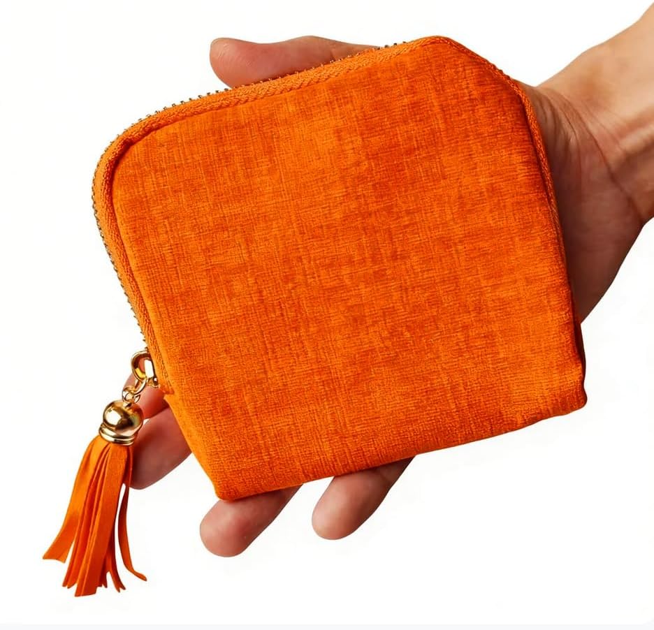 Travel Jewelry Case Soft Velvet Organizer Pouch 6 Layer Zipper Portable Jewelry Bag for Bracelet Rings Earrings Necklace Bangle Tangle-Free Storage Mini Travel Case Women Gifts-Red