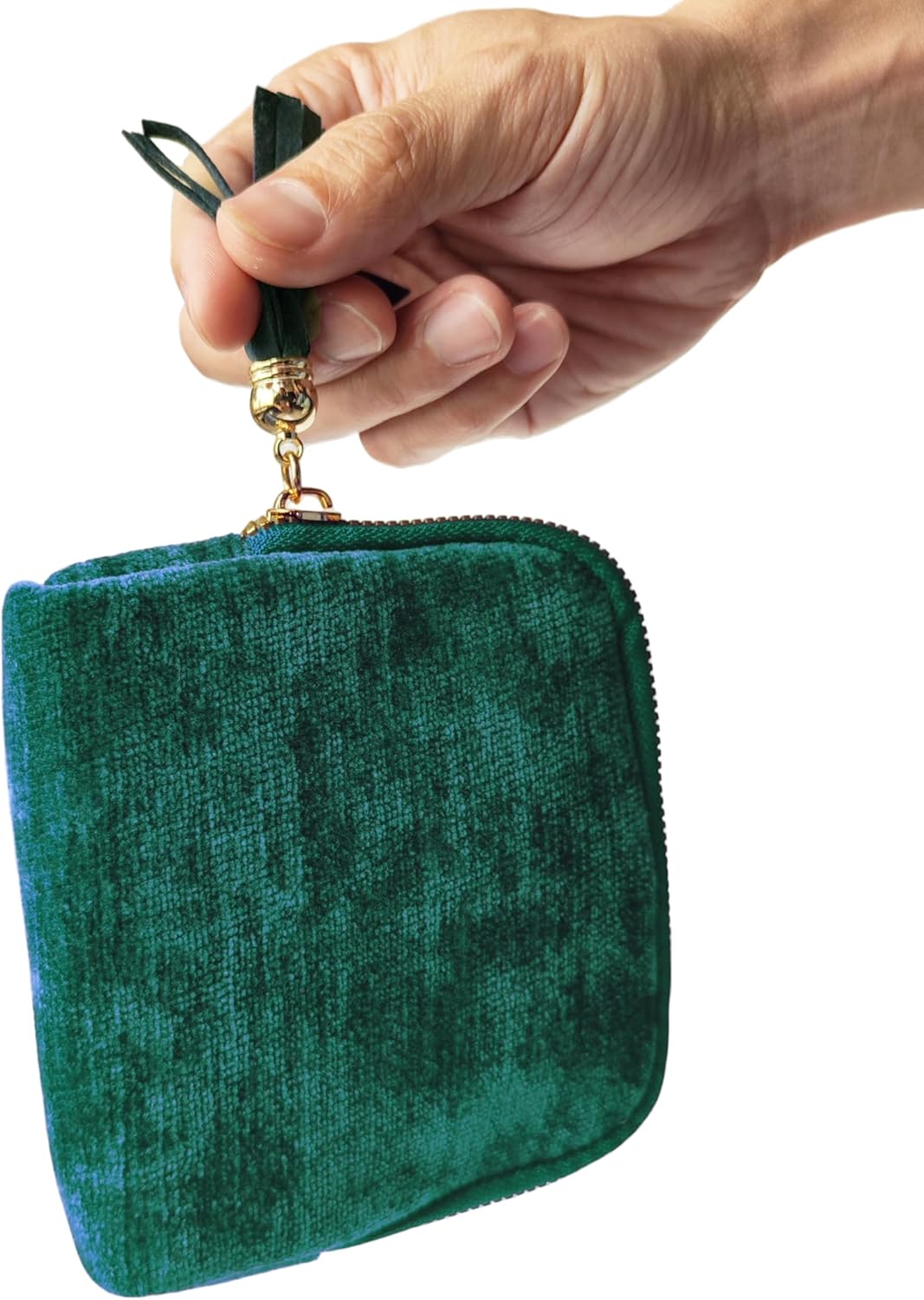 Travel Jewelry Case Soft Velvet Organizer Pouch 6 Layer Zipper Portable Jewelry Bag for Bracelet Rings Earrings Necklace Bangle Tangle-Free Storage Mini Travel Case Women Gifts-Red