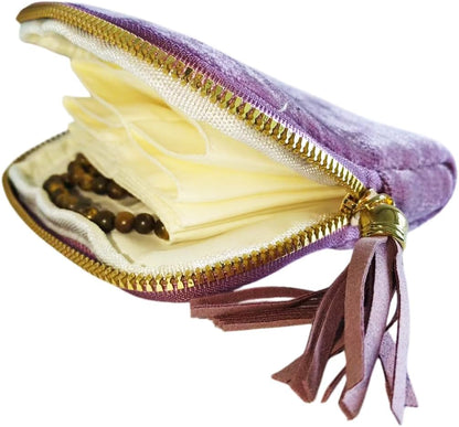 Travel Jewelry Case Soft Velvet Organizer Pouch 6 Layer Zipper Portable Jewelry Bag for Bracelet Rings Earrings Necklace Bangle Tangle-Free Storage Mini Travel Case Women Gifts-Red