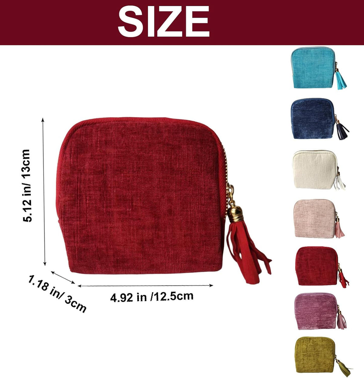Travel Jewelry Case Soft Velvet Organizer Pouch 6 Layer Zipper Portable Jewelry Bag for Bracelet Rings Earrings Necklace Bangle Tangle-Free Storage Mini Travel Case Women Gifts-Red