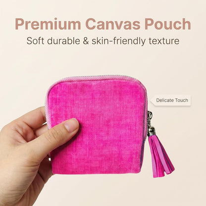 Travel Jewelry Case Soft Velvet Organizer Pouch 6 Layer Zipper Portable Jewelry Bag for Bracelet Rings Earrings Necklace Bangle Tangle-Free Storage Mini Travel Case Women Gifts-Red
