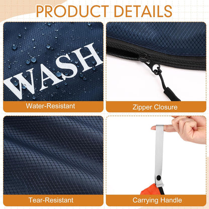 4 Pcs Travel Laundry Bags Bulk 22 x 14 Inch Washable Waterproof Wet Dry Bag for Dirty Clothes Gym Foldable Organizer with Zipper Travel Accessories for Swimming Yoga Bathing Suit Workout