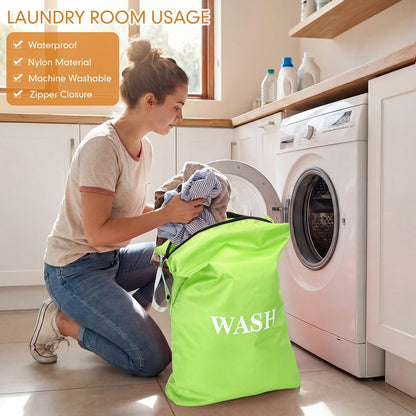 4 Pcs Travel Laundry Bags Bulk 22 x 14 Inch Washable Waterproof Wet Dry Bag for Dirty Clothes Gym Foldable Organizer with Zipper Travel Accessories for Swimming Yoga Bathing Suit Workout