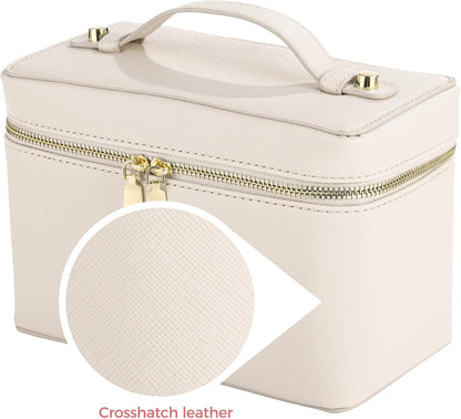 Makeup Vanity Bag for Women - Large Capacity Cosmetic Organizer with Removable Liner, Waterproof PU Leather Skincare Bag, Portable Chic Cosmetic Make Up Case for Skincare, Accessories,StyleB, Brown