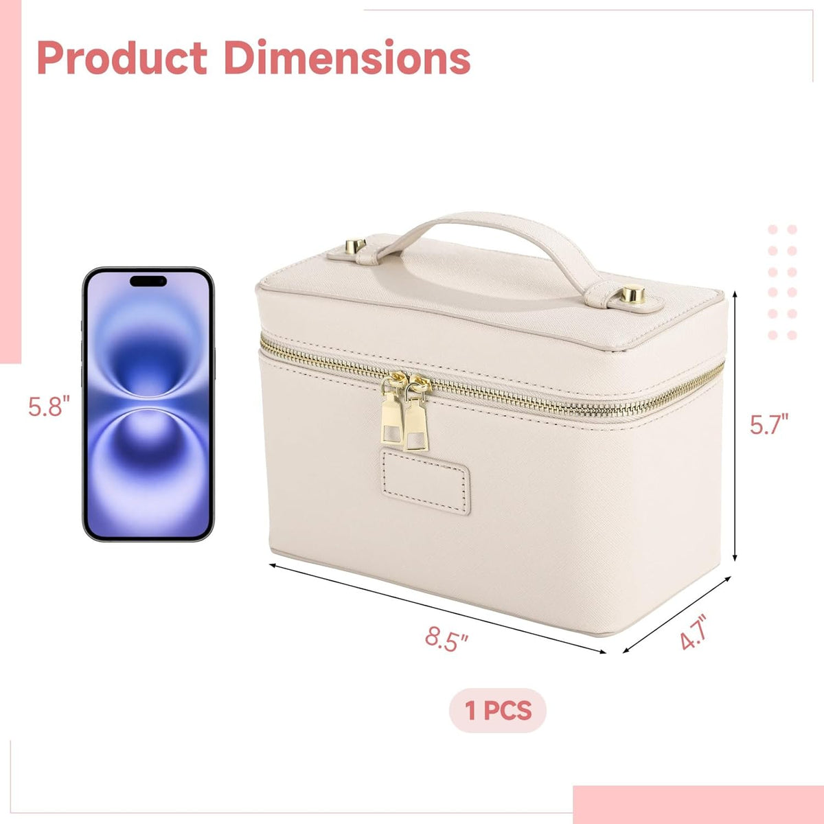 Makeup Vanity Bag for Women - Large Capacity Cosmetic Organizer with Removable Liner, Waterproof PU Leather Skincare Bag, Portable Chic Cosmetic Make Up Case for Skincare, Accessories,StyleB, Brown