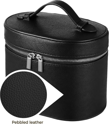 Makeup Vanity Bag for Women - Large Capacity Cosmetic Organizer with Removable Liner, Waterproof PU Leather Skincare Bag, Portable Chic Cosmetic Make Up Case for Skincare, Accessories,StyleB, Brown