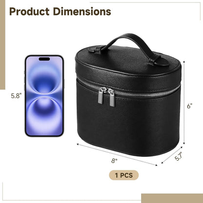Makeup Vanity Bag for Women - Large Capacity Cosmetic Organizer with Removable Liner, Waterproof PU Leather Skincare Bag, Portable Chic Cosmetic Make Up Case for Skincare, Accessories,StyleB, Brown
