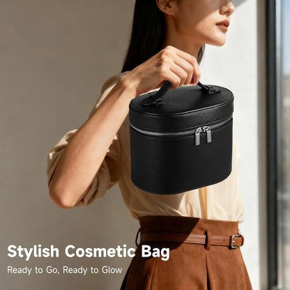 Makeup Vanity Bag for Women - Large Capacity Cosmetic Organizer with Removable Liner, Waterproof PU Leather Skincare Bag, Portable Chic Cosmetic Make Up Case for Skincare, Accessories,StyleB, Brown