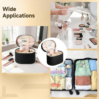 Makeup Vanity Bag for Women - Large Capacity Cosmetic Organizer with Removable Liner, Waterproof PU Leather Skincare Bag, Portable Chic Cosmetic Make Up Case for Skincare, Accessories,StyleB, Brown