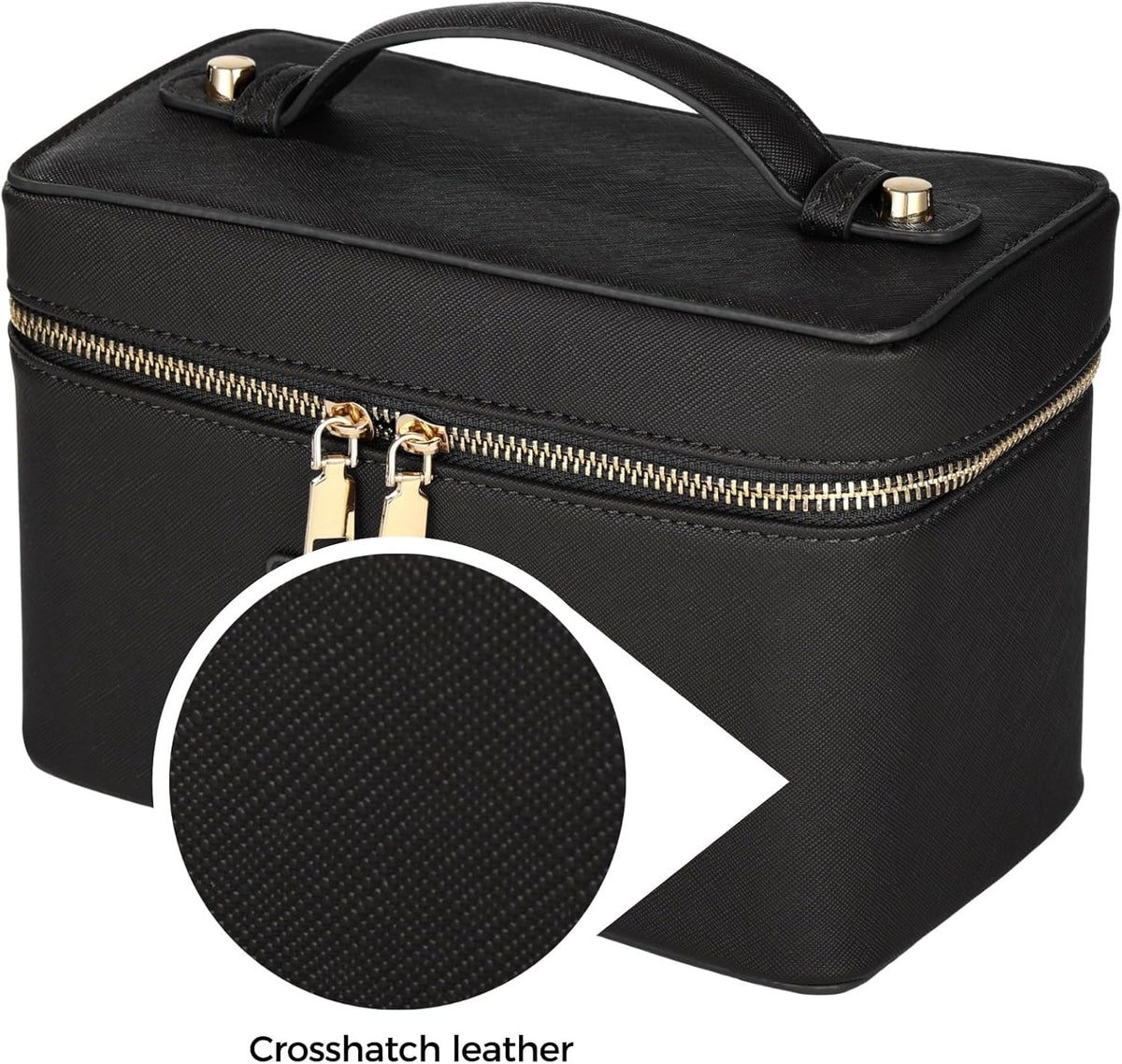 Makeup Vanity Bag for Women - Large Capacity Cosmetic Organizer with Removable Liner, Waterproof PU Leather Skincare Bag, Portable Chic Cosmetic Make Up Case for Skincare, Accessories,StyleB, Brown