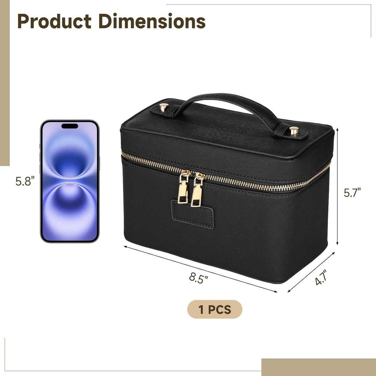 Makeup Vanity Bag for Women - Large Capacity Cosmetic Organizer with Removable Liner, Waterproof PU Leather Skincare Bag, Portable Chic Cosmetic Make Up Case for Skincare, Accessories,StyleB, Brown