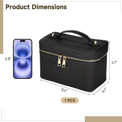 Makeup Vanity Bag for Women - Large Capacity Cosmetic Organizer with Removable Liner, Waterproof PU Leather Skincare Bag, Portable Chic Cosmetic Make Up Case for Skincare, Accessories,StyleB, Brown