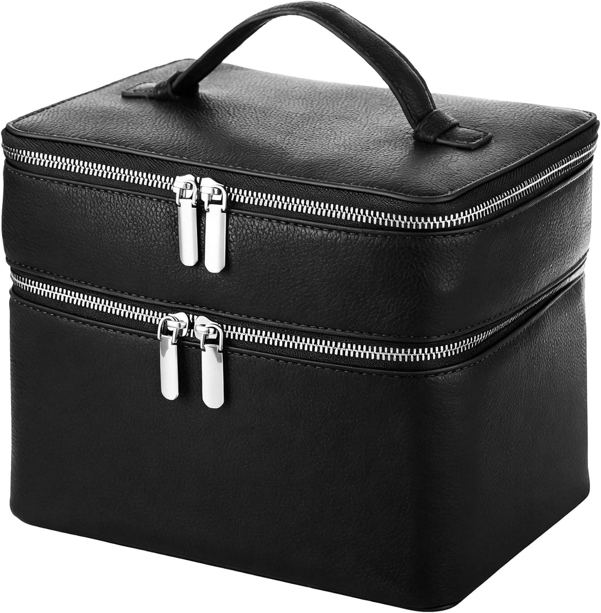 Makeup Vanity Bag for Women - Large Capacity Cosmetic Organizer with Removable Liner, Waterproof PU Leather Skincare Bag, Portable Chic Cosmetic Make Up Case for Skincare, Accessories,StyleB, Brown