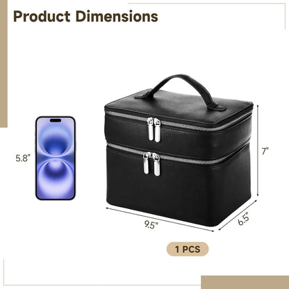 Makeup Vanity Bag for Women - Large Capacity Cosmetic Organizer with Removable Liner, Waterproof PU Leather Skincare Bag, Portable Chic Cosmetic Make Up Case for Skincare, Accessories,StyleB, Brown
