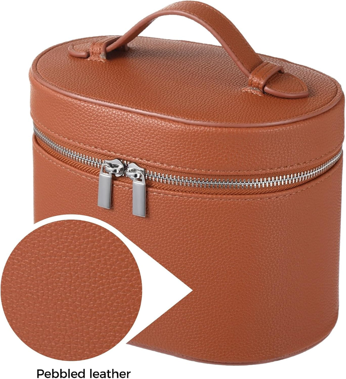 Makeup Vanity Bag for Women - Large Capacity Cosmetic Organizer with Removable Liner, Waterproof PU Leather Skincare Bag, Portable Chic Cosmetic Make Up Case for Skincare, Accessories,StyleB, Brown