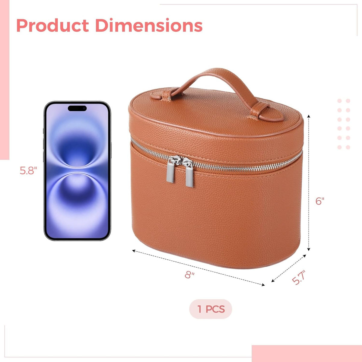 Makeup Vanity Bag for Women - Large Capacity Cosmetic Organizer with Removable Liner, Waterproof PU Leather Skincare Bag, Portable Chic Cosmetic Make Up Case for Skincare, Accessories,StyleB, Brown