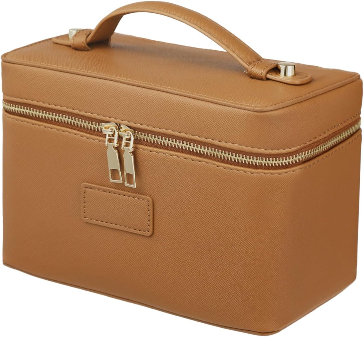 Makeup Vanity Bag for Women - Large Capacity Cosmetic Organizer with Removable Liner, Waterproof PU Leather Skincare Bag, Portable Chic Cosmetic Make Up Case for Skincare, Accessories,StyleB, Brown