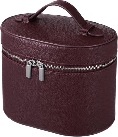 Makeup Vanity Bag for Women - Large Capacity Cosmetic Organizer with Removable Liner, Waterproof PU Leather Skincare Bag, Portable Chic Cosmetic Make Up Case for Skincare, Accessories,StyleB, Brown