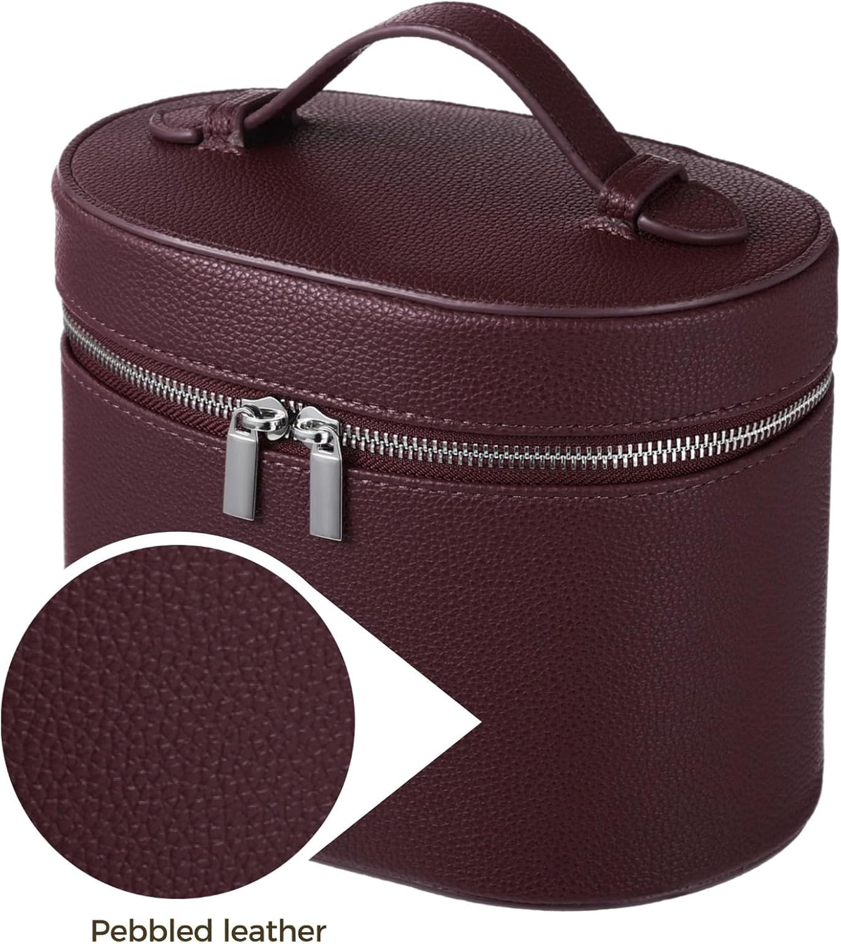 Makeup Vanity Bag for Women - Large Capacity Cosmetic Organizer with Removable Liner, Waterproof PU Leather Skincare Bag, Portable Chic Cosmetic Make Up Case for Skincare, Accessories,StyleB, Brown