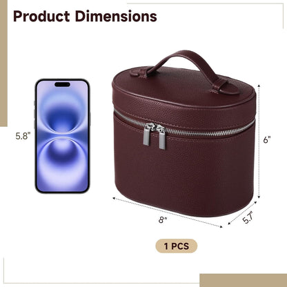 Makeup Vanity Bag for Women - Large Capacity Cosmetic Organizer with Removable Liner, Waterproof PU Leather Skincare Bag, Portable Chic Cosmetic Make Up Case for Skincare, Accessories,StyleB, Brown