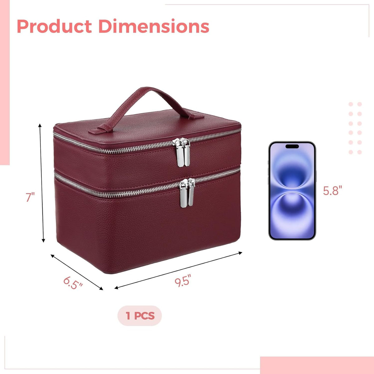 Makeup Vanity Bag for Women - Large Capacity Cosmetic Organizer with Removable Liner, Waterproof PU Leather Skincare Bag, Portable Chic Cosmetic Make Up Case for Skincare, Accessories,StyleB, Brown