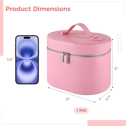 Makeup Vanity Bag for Women - Large Capacity Cosmetic Organizer with Removable Liner, Waterproof PU Leather Skincare Bag, Portable Chic Cosmetic Make Up Case for Skincare, Accessories,StyleB, Brown