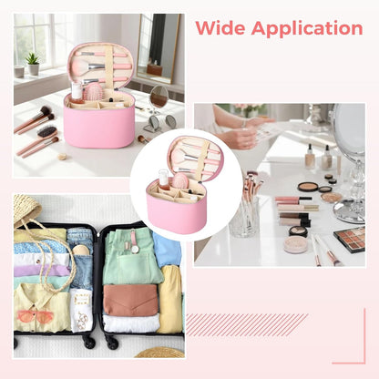 Makeup Vanity Bag for Women - Large Capacity Cosmetic Organizer with Removable Liner, Waterproof PU Leather Skincare Bag, Portable Chic Cosmetic Make Up Case for Skincare, Accessories,StyleB, Brown
