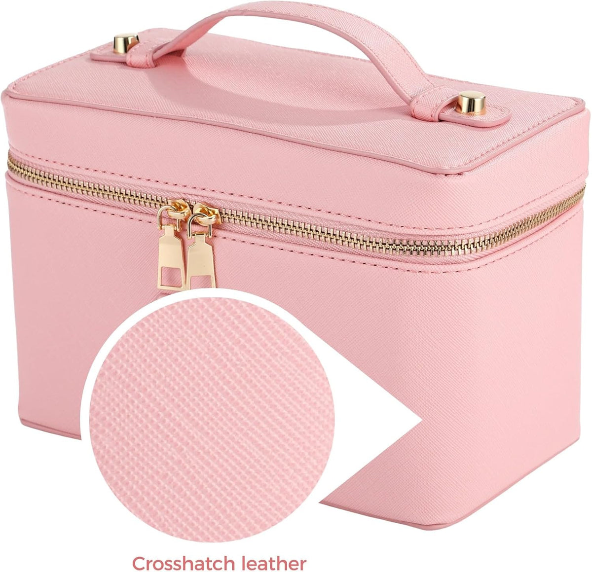 Makeup Vanity Bag for Women - Large Capacity Cosmetic Organizer with Removable Liner, Waterproof PU Leather Skincare Bag, Portable Chic Cosmetic Make Up Case for Skincare, Accessories,StyleB, Brown