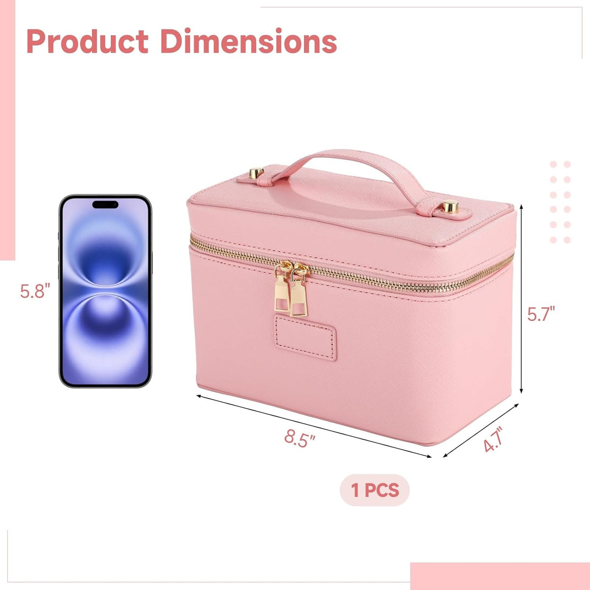 Makeup Vanity Bag for Women - Large Capacity Cosmetic Organizer with Removable Liner, Waterproof PU Leather Skincare Bag, Portable Chic Cosmetic Make Up Case for Skincare, Accessories,StyleB, Brown