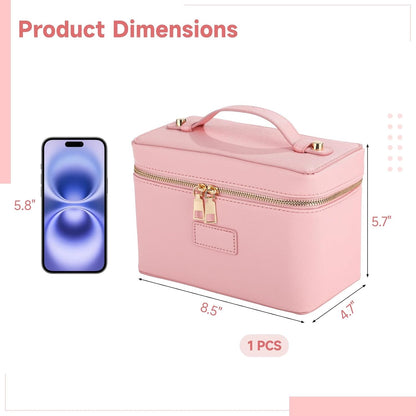 Makeup Vanity Bag for Women - Large Capacity Cosmetic Organizer with Removable Liner, Waterproof PU Leather Skincare Bag, Portable Chic Cosmetic Make Up Case for Skincare, Accessories,StyleB, Brown