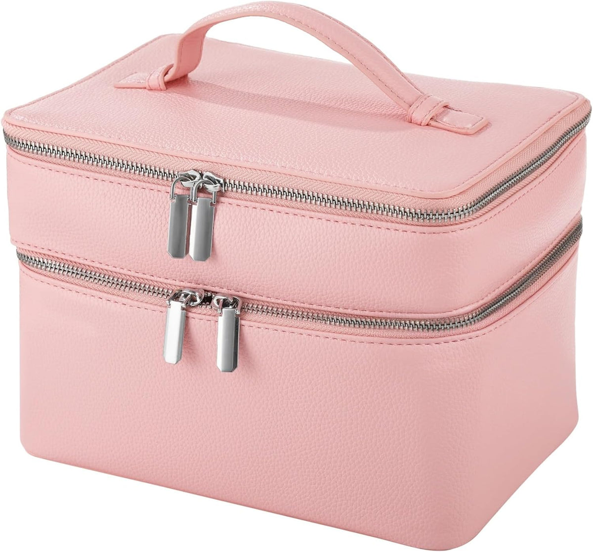 Makeup Vanity Bag for Women - Large Capacity Cosmetic Organizer with Removable Liner, Waterproof PU Leather Skincare Bag, Portable Chic Cosmetic Make Up Case for Skincare, Accessories,StyleB, Brown