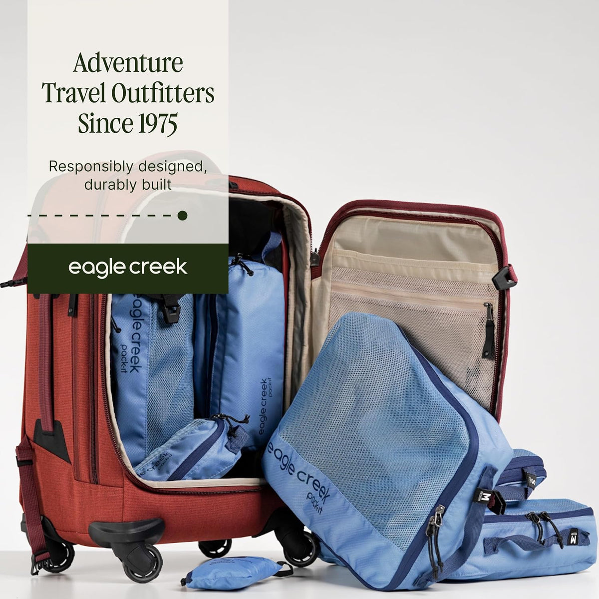 Pack-It Reveal Clean/Dirty Cube M - Water-Resistant Dual Compartment Packing Cube With Internal Divider for Clean & Dirty Clothes - Travel Essentials - Blue Dawn