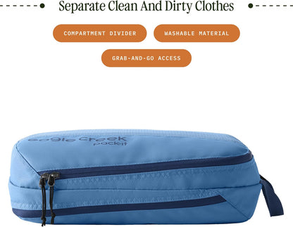 Pack-It Reveal Clean/Dirty Cube M - Water-Resistant Dual Compartment Packing Cube With Internal Divider for Clean & Dirty Clothes - Travel Essentials - Blue Dawn