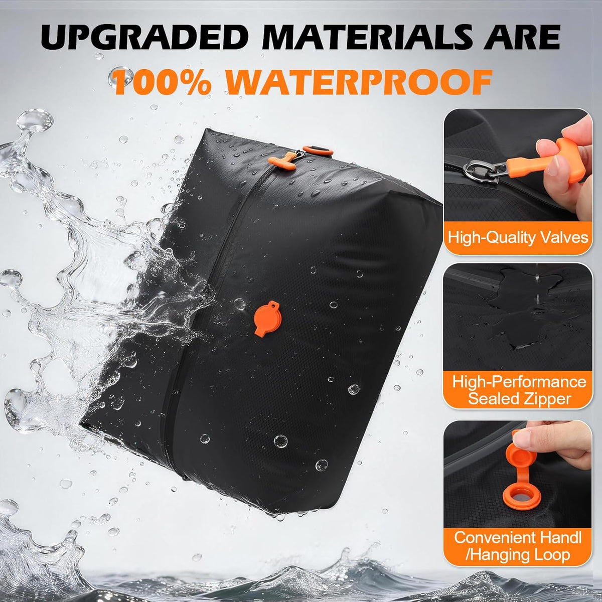 Vacuum Travel Bags Kit - 18L Waterproof & Tear Resistant Travel Compression Bags with Wireless Vacuum Pump for luggage & Backpacks, Space Saving Vacuum Storage Bags