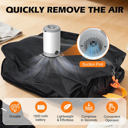 Vacuum Travel Bags Kit - 18L Waterproof & Tear Resistant Travel Compression Bags with Wireless Vacuum Pump for luggage & Backpacks, Space Saving Vacuum Storage Bags