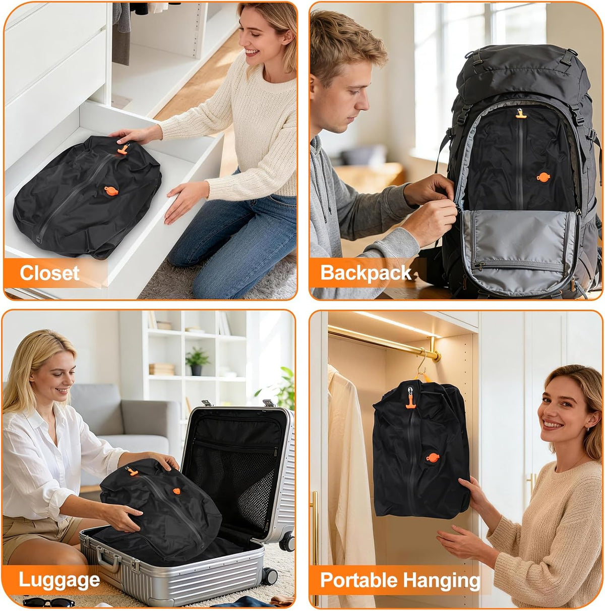 Vacuum Travel Bags Kit - 18L Waterproof & Tear Resistant Travel Compression Bags with Wireless Vacuum Pump for luggage & Backpacks, Space Saving Vacuum Storage Bags