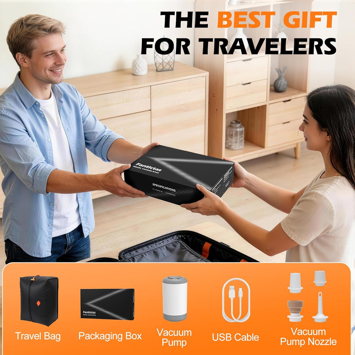 Vacuum Travel Bags Kit - 18L Waterproof & Tear Resistant Travel Compression Bags with Wireless Vacuum Pump for luggage & Backpacks, Space Saving Vacuum Storage Bags