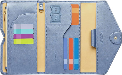 Passport Holder Travel Wallet Organizer for Women,Paradise Blue | RFID secure, 6 card slots, 27 sim pockets, passport holder with zip-around wallet, slim fit for women travelers.