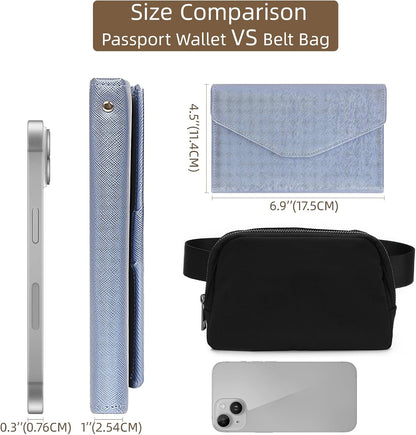 Passport Holder Travel Wallet Organizer for Women,Paradise Blue | RFID secure, 6 card slots, 27 sim pockets, passport holder with zip-around wallet, slim fit for women travelers.