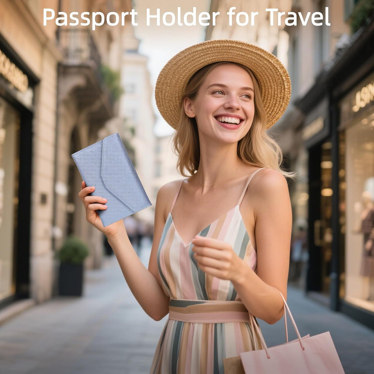 Passport Holder Travel Wallet Organizer for Women,Paradise Blue | RFID secure, 6 card slots, 27 sim pockets, passport holder with zip-around wallet, slim fit for women travelers.