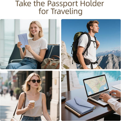 Passport Holder Travel Wallet Organizer for Women,Paradise Blue | RFID secure, 6 card slots, 27 sim pockets, passport holder with zip-around wallet, slim fit for women travelers.