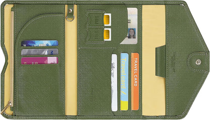 Passport Holder Travel Wallet Organizer for Women,Paradise Blue | RFID secure, 6 card slots, 27 sim pockets, passport holder with zip-around wallet, slim fit for women travelers.