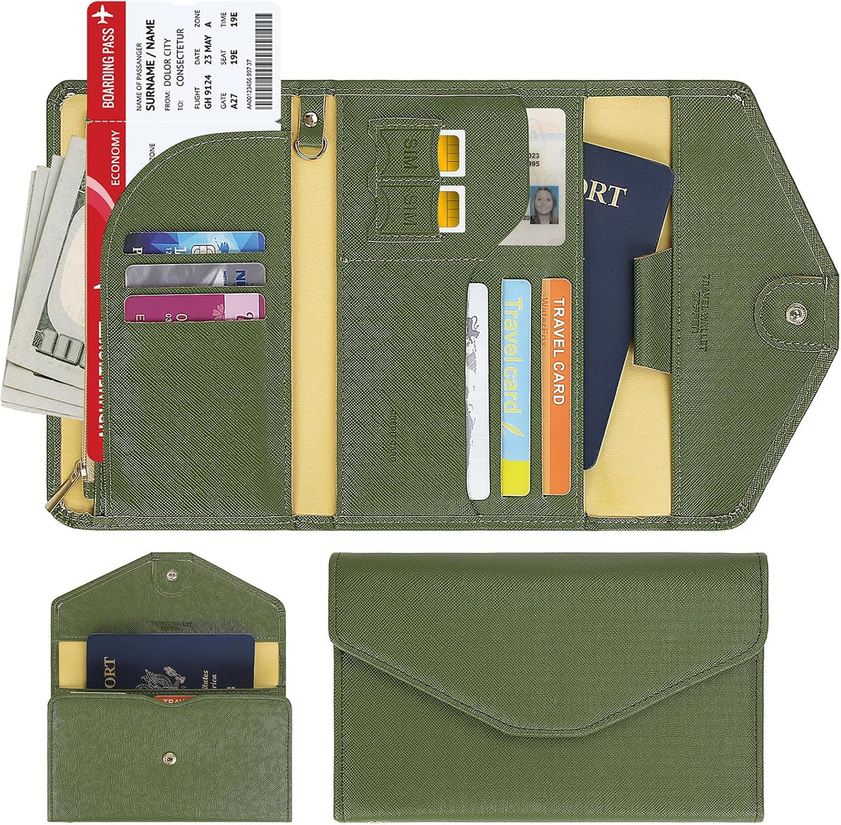 Passport Holder Travel Wallet Organizer for Women,Paradise Blue | RFID secure, 6 card slots, 27 sim pockets, passport holder with zip-around wallet, slim fit for women travelers.