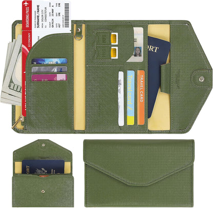 Passport Holder Travel Wallet Organizer for Women,Paradise Blue | RFID secure, 6 card slots, 27 sim pockets, passport holder with zip-around wallet, slim fit for women travelers.