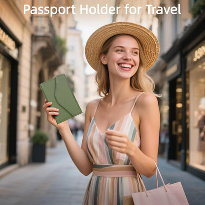 Passport Holder Travel Wallet Organizer for Women,Paradise Blue | RFID secure, 6 card slots, 27 sim pockets, passport holder with zip-around wallet, slim fit for women travelers.