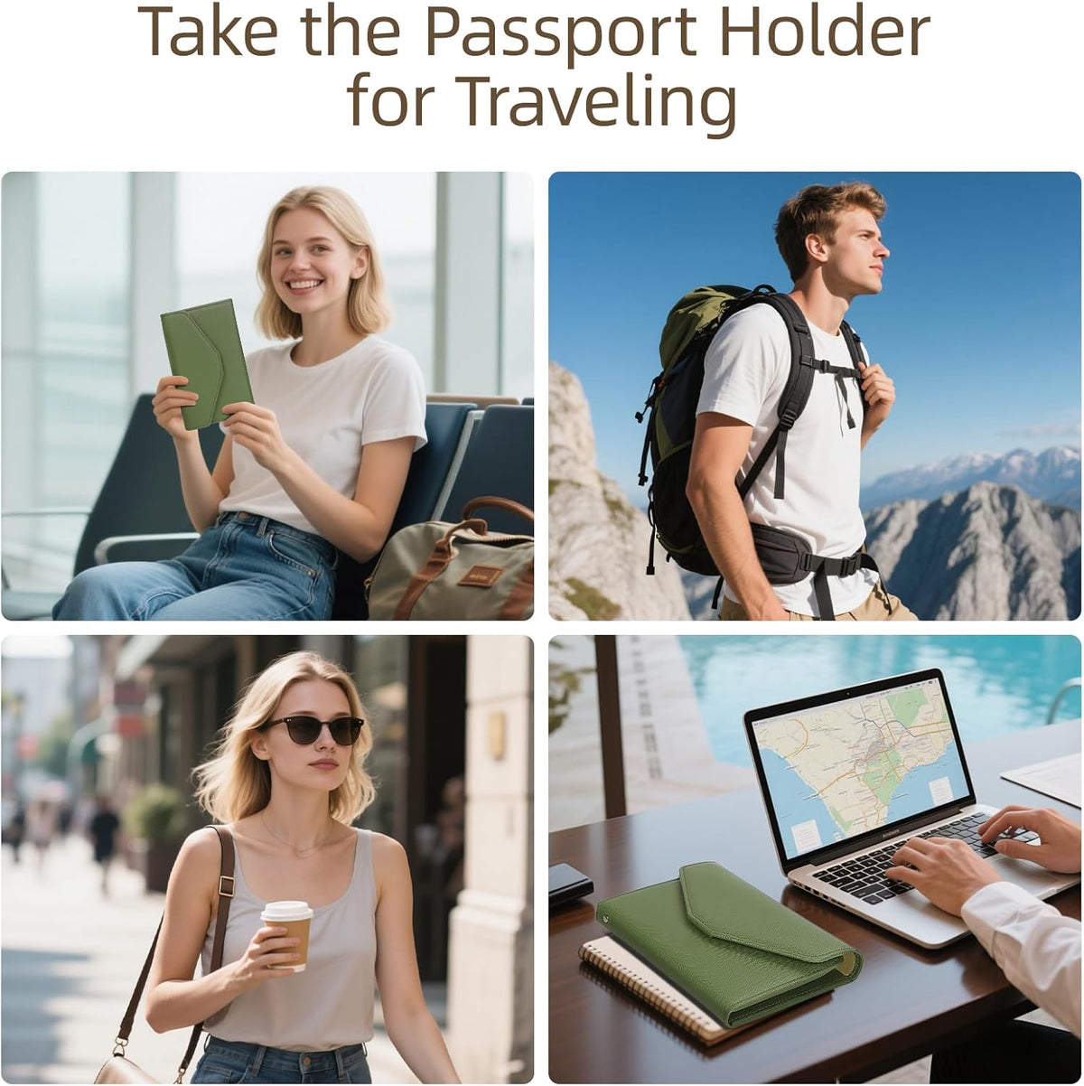 Passport Holder Travel Wallet Organizer for Women,Paradise Blue | RFID secure, 6 card slots, 27 sim pockets, passport holder with zip-around wallet, slim fit for women travelers.