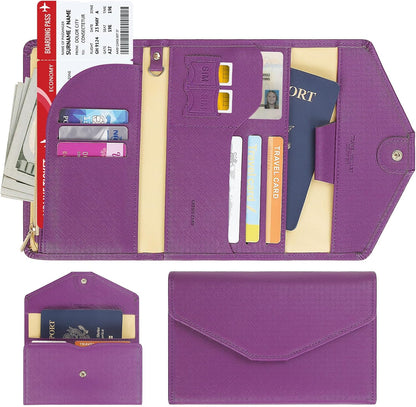 Passport Holder Travel Wallet Organizer for Women,Paradise Blue | RFID secure, 6 card slots, 27 sim pockets, passport holder with zip-around wallet, slim fit for women travelers.